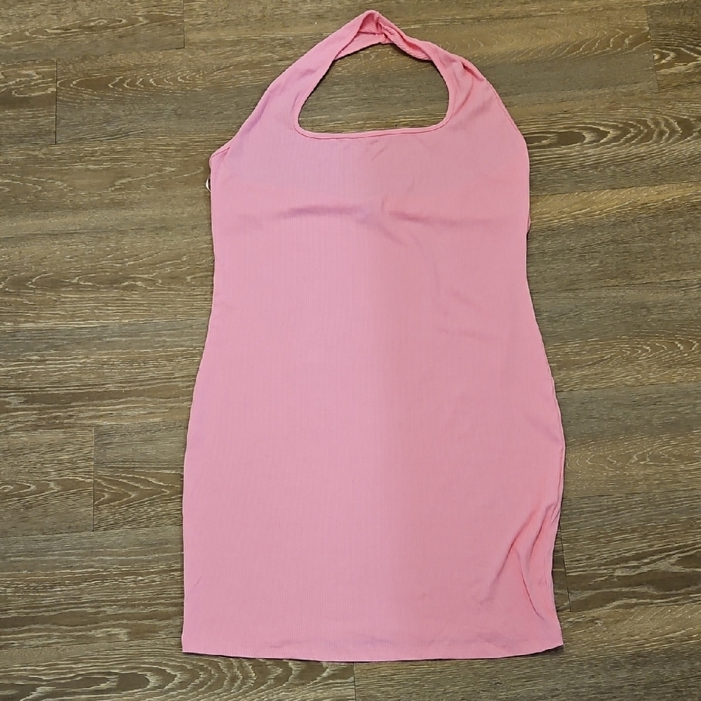 3X Pink Halter Neck Dress